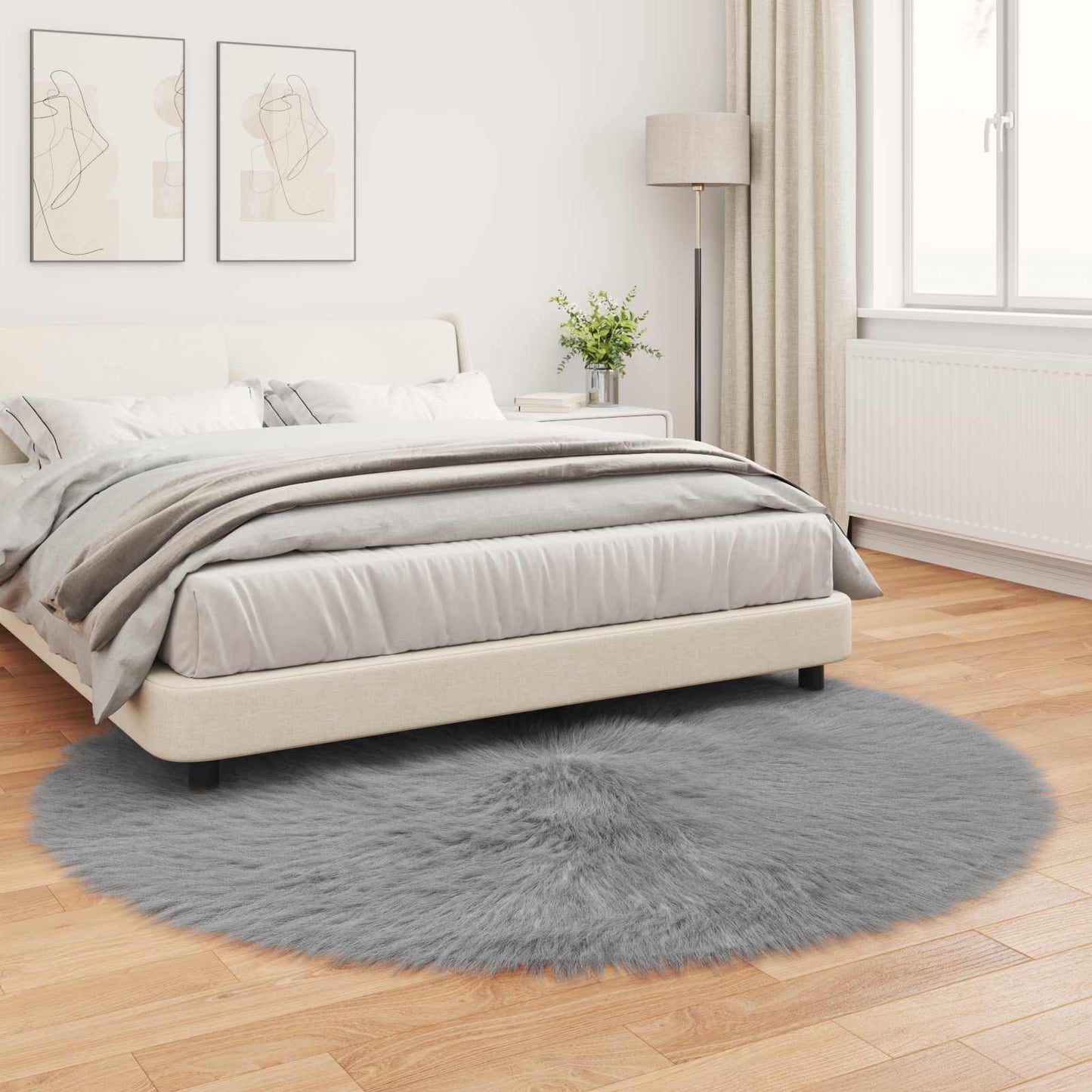 vidaXL Faux Sheepskin Rug TAFALLA Grey Ø 160 cm Polyester