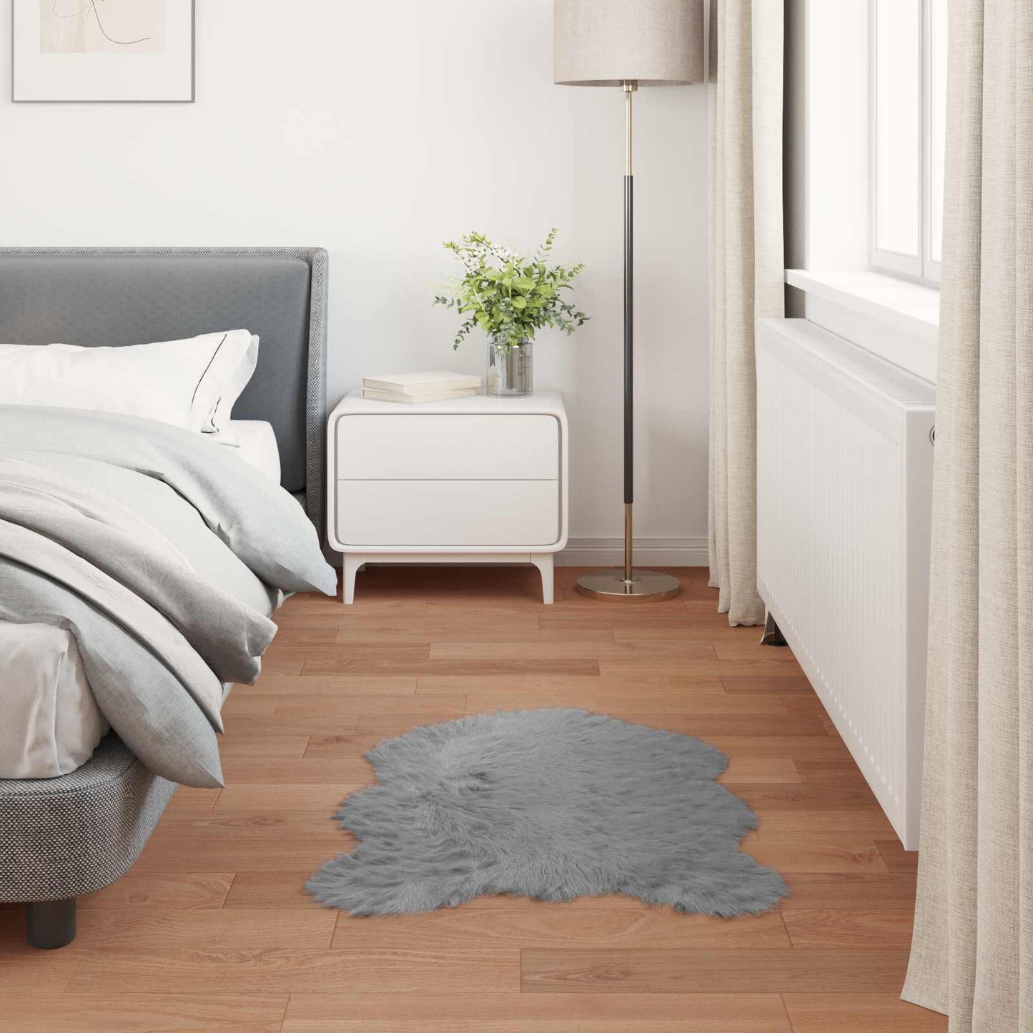 vidaXL Faux Sheepskin Rug TAFALLA Grey 60 x 90 cm Polyester