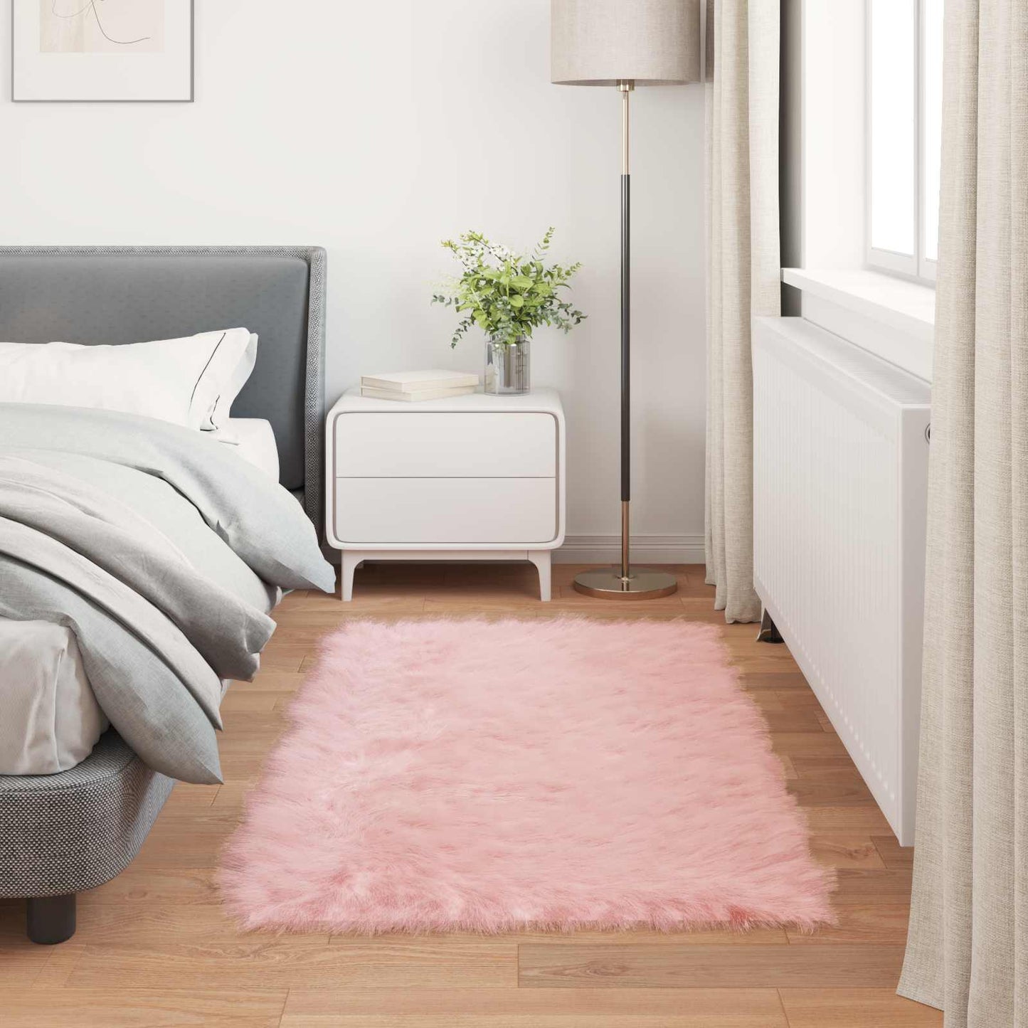 vidaXL Faux Sheepskin Rug TAFALLA Pink 80 x 150 cm Polyester