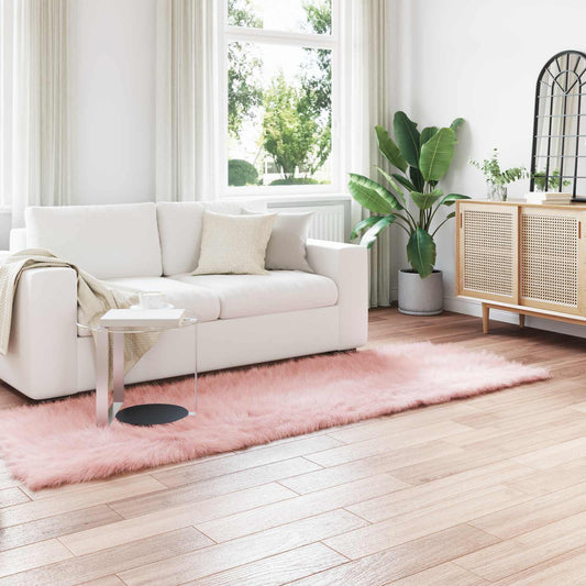 vidaXL Faux Sheepskin Rug TAFALLA Pink 80 x 250 cm Polyester
