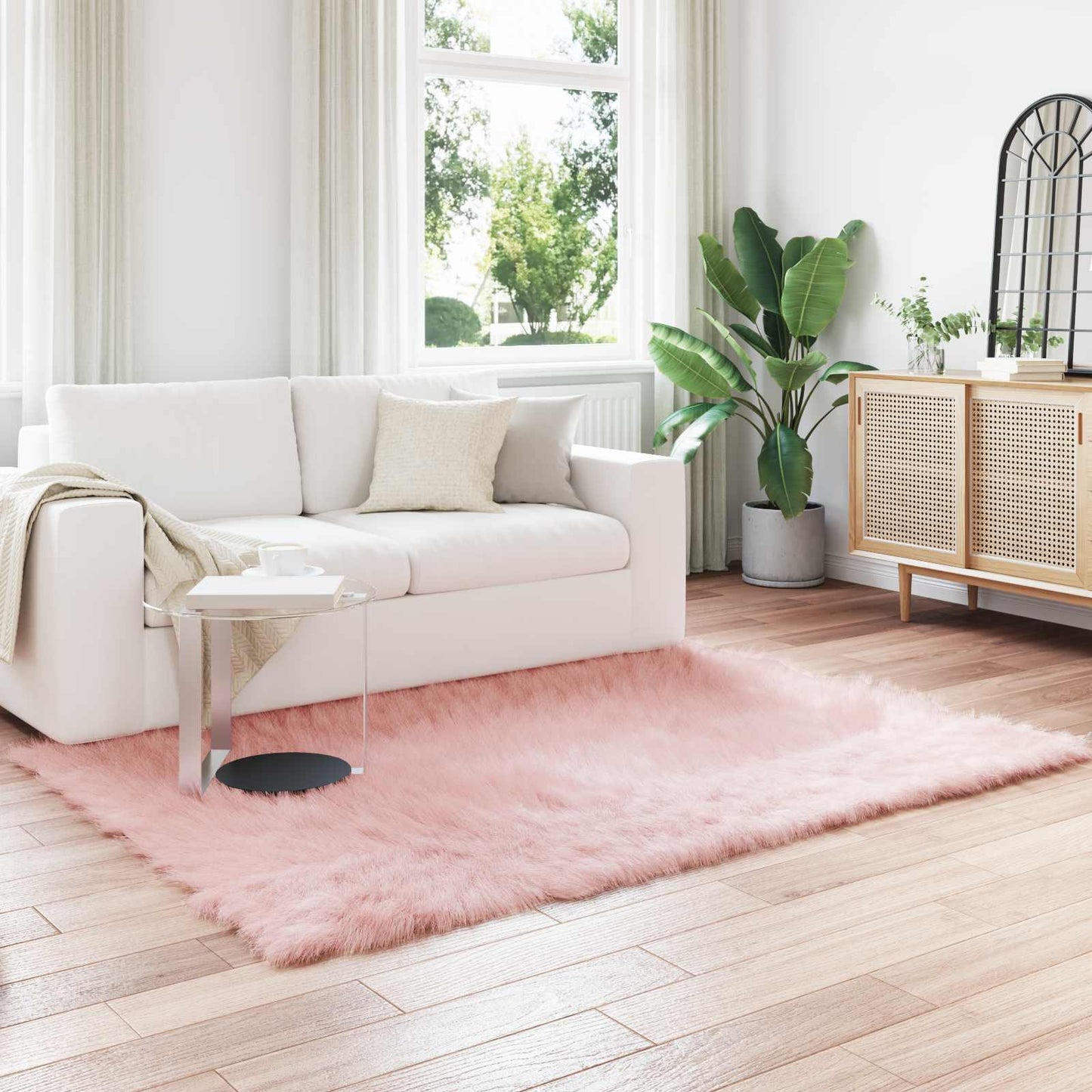 vidaXL Faux Sheepskin Rug TAFALLA Pink 120 x 170 cm Polyester