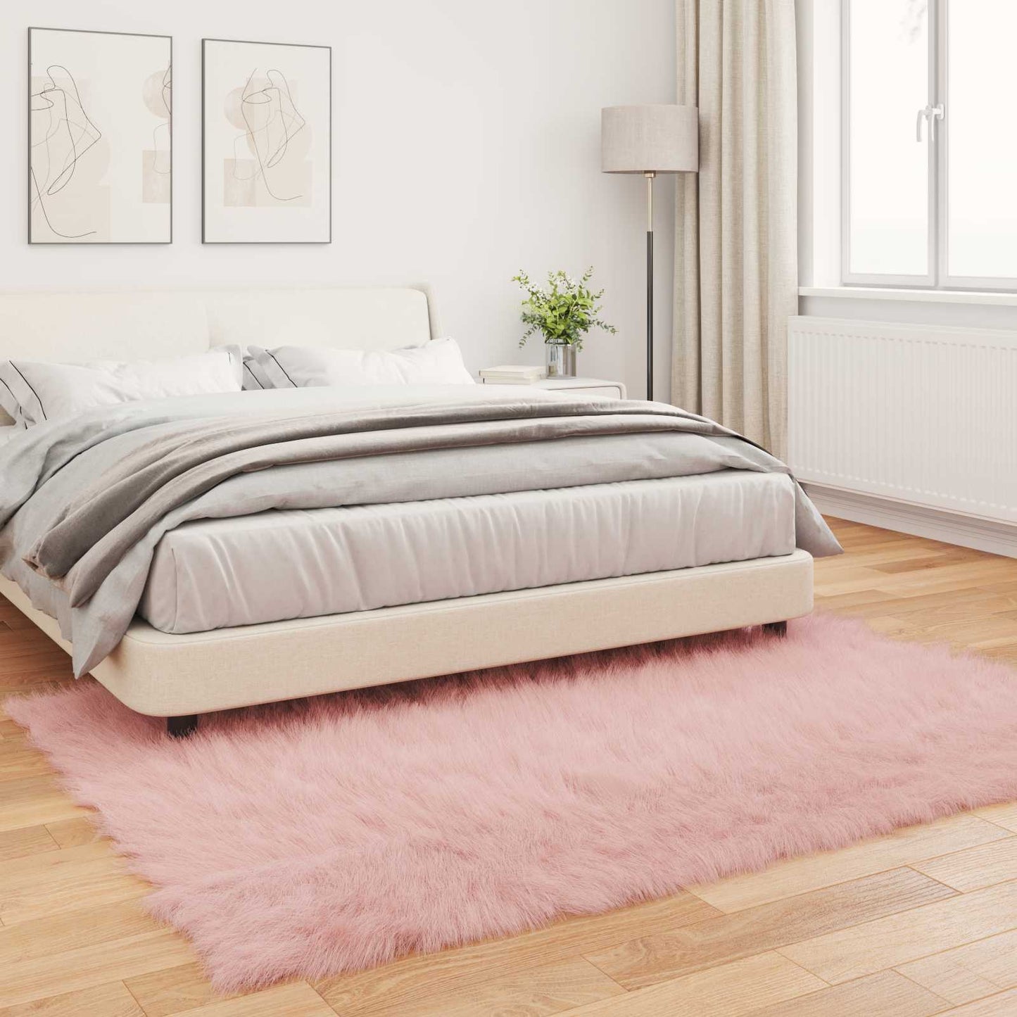 vidaXL Faux Sheepskin Rug TAFALLA Pink 120 x 170 cm Polyester