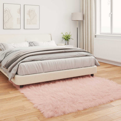 vidaXL Faux Sheepskin Rug TAFALLA Pink 160 x 160 cm Polyester