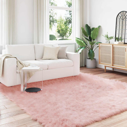 vidaXL Faux Sheepskin Rug TAFALLA Pink 200 x 200 cm Polyester