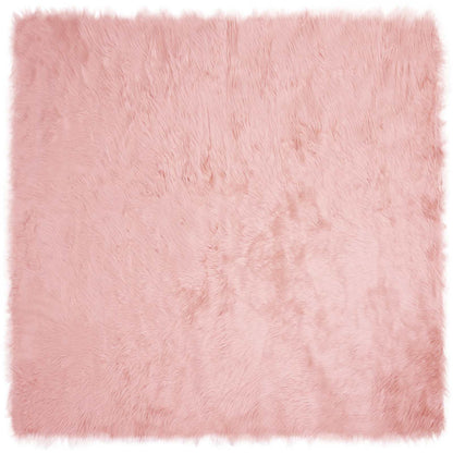 vidaXL Faux Sheepskin Rug TAFALLA Pink 240 x 240 cm Polyester