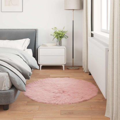 vidaXL Faux Sheepskin Rug TAFALLA Pink Ø 100 cm Polyester