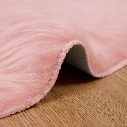 vidaXL Faux Sheepskin Rug TAFALLA Pink Ø 160 cm Polyester