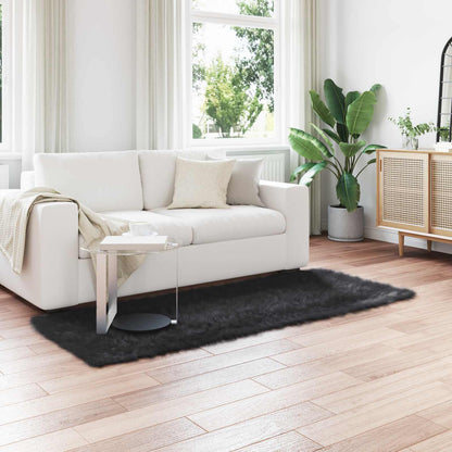 vidaXL Faux Sheepskin Rug TAFALLA Black 80 x 200 cm Polyester