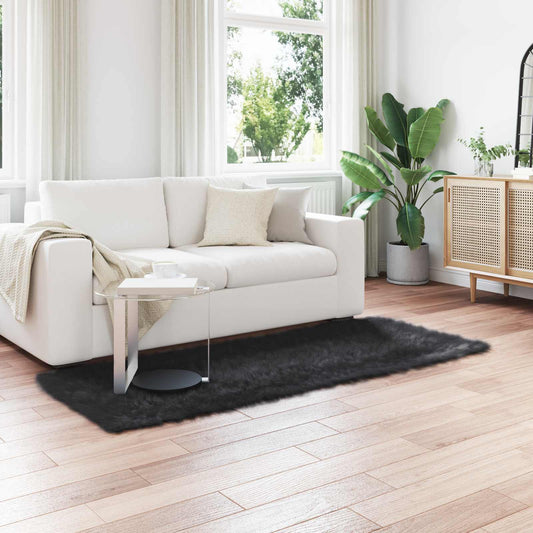 vidaXL Faux Sheepskin Rug TAFALLA Black 80 x 200 cm Polyester