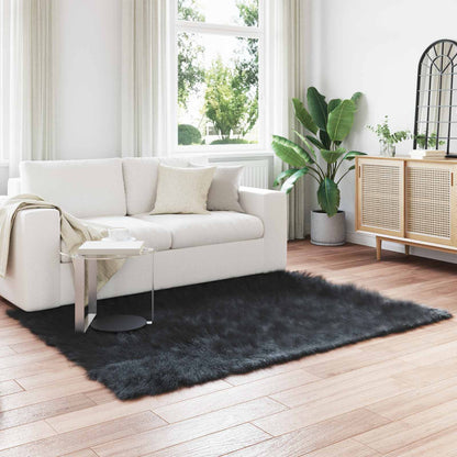vidaXL Faux Sheepskin Rug TAFALLA Black 120 x 170 cm Polyester
