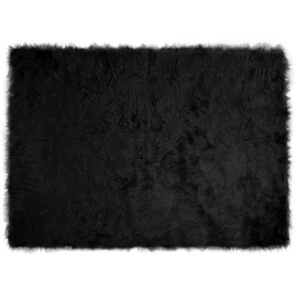 vidaXL Faux Sheepskin Rug TAFALLA Black 120 x 170 cm Polyester
