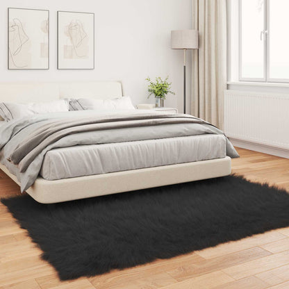 vidaXL Faux Sheepskin Rug TAFALLA Black 140 x 200 cm Polyester