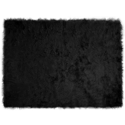vidaXL Faux Sheepskin Rug TAFALLA Black 160 x 230 cm Polyester