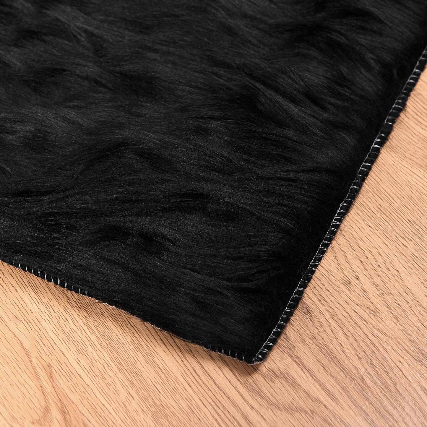 vidaXL Faux Sheepskin Rug TAFALLA Black 160 x 160 cm Polyester