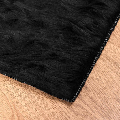 vidaXL Faux Sheepskin Rug TAFALLA Black 160 x 160 cm Polyester