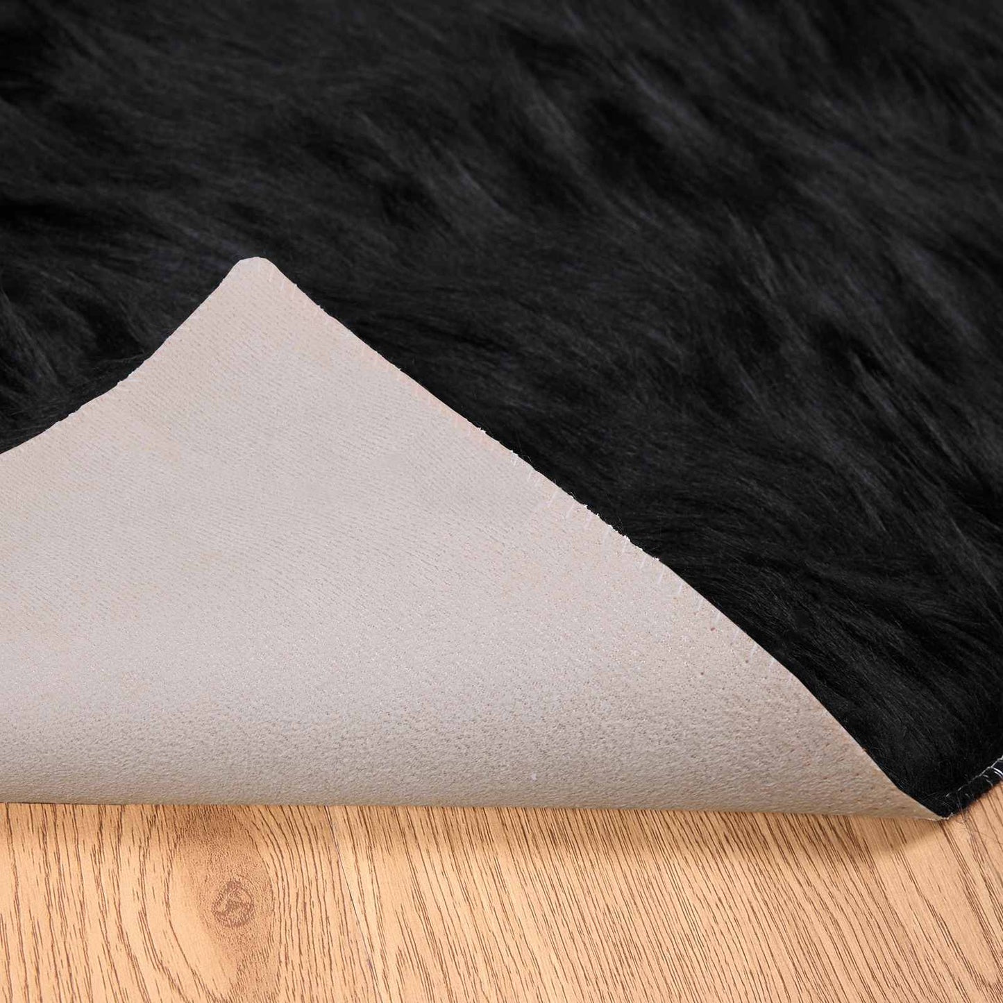 vidaXL Faux Sheepskin Rug TAFALLA Black 160 x 160 cm Polyester