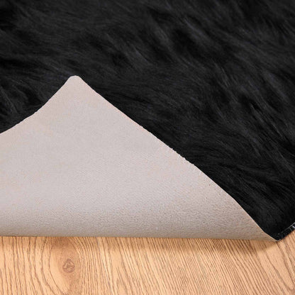 vidaXL Faux Sheepskin Rug TAFALLA Black 160 x 160 cm Polyester