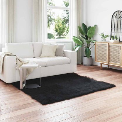 vidaXL Faux Sheepskin Rug TAFALLA Black 160 x 160 cm Polyester