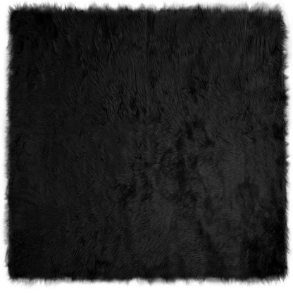vidaXL Faux Sheepskin Rug TAFALLA Black 160 x 160 cm Polyester