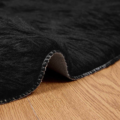 vidaXL Faux Sheepskin Rug TAFALLA Black Ø 200 cm Polyester