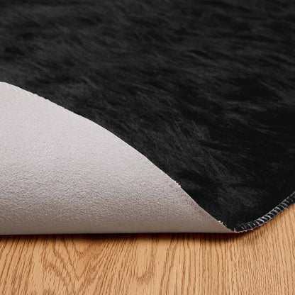 vidaXL Faux Sheepskin Rug TAFALLA Black Ø 200 cm Polyester