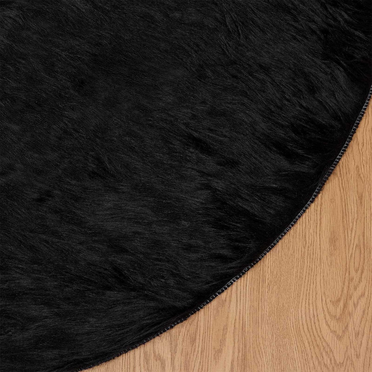 vidaXL Faux Sheepskin Rug TAFALLA Black Ø 200 cm Polyester