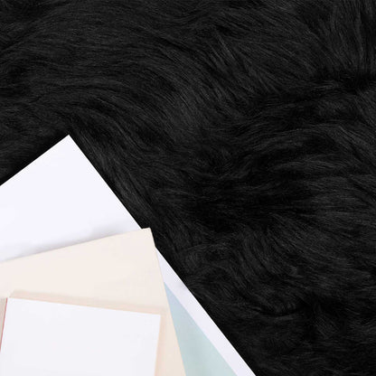 vidaXL Faux Sheepskin Rug TAFALLA Black Ø 200 cm Polyester