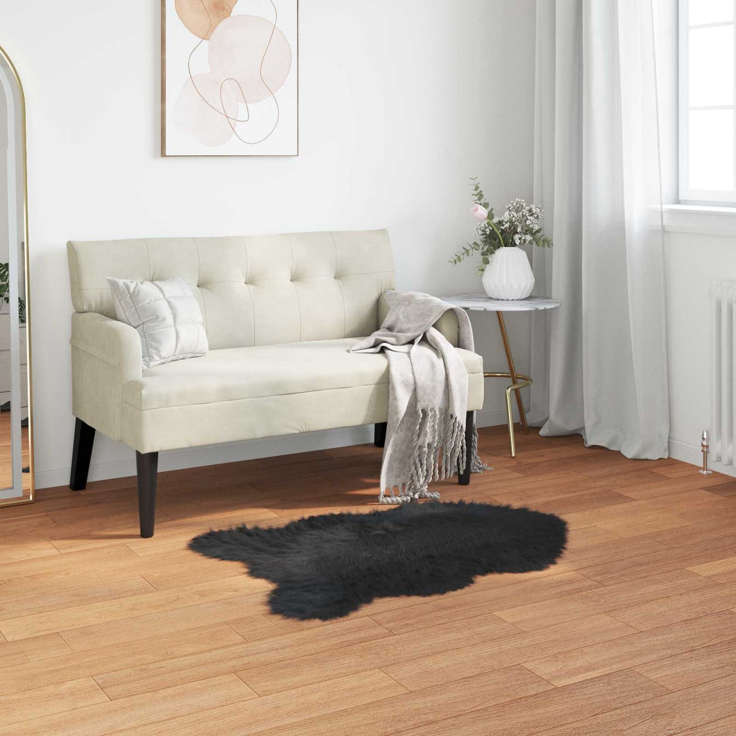 vidaXL Faux Sheepskin Rug TAFALLA Black 50 x 80 cm Polyester
