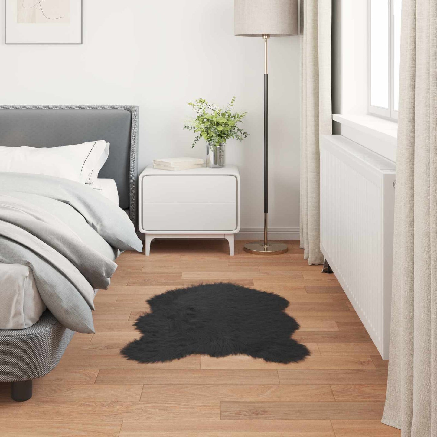 vidaXL Faux Sheepskin Rug TAFALLA Black 80 x 120 cm Polyester