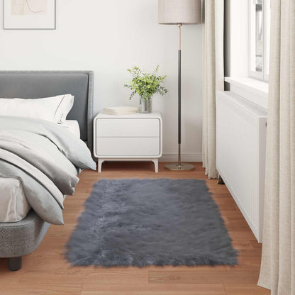 vidaXL Faux Sheepskin Rug TAFALLA Anthracite 60 x 110 cm Polyester