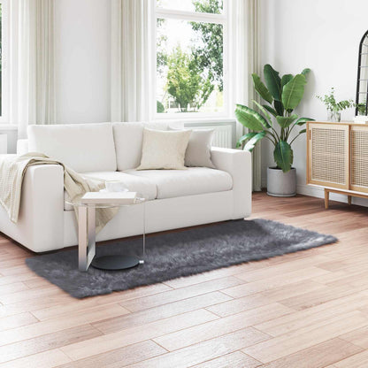 vidaXL Faux Sheepskin Rug TAFALLA Anthracite 80 x 200 cm Polyester