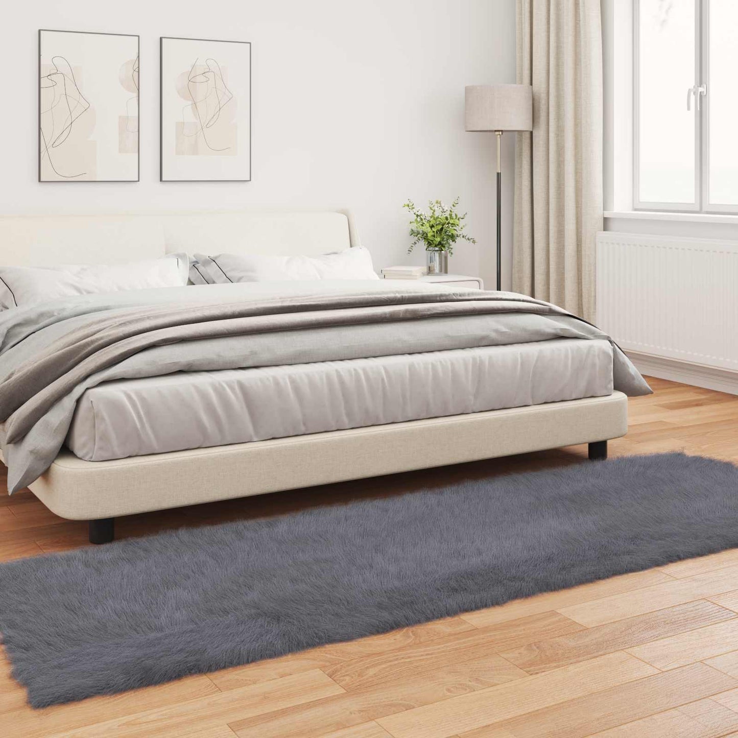 vidaXL Faux Sheepskin Rug TAFALLA Anthracite 80 x 250 cm Polyester
