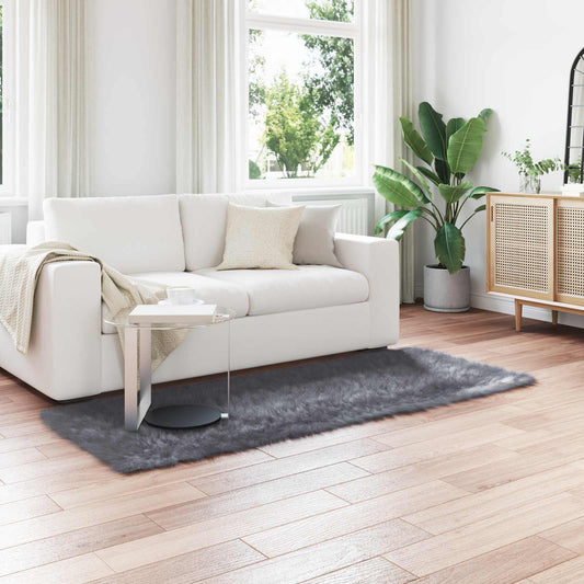 vidaXL Faux Sheepskin Rug TAFALLA Anthracite 100 x 200 cm Polyester