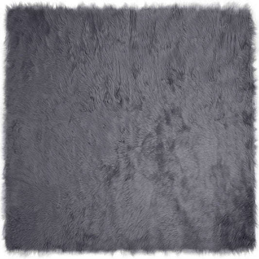 vidaXL Faux Sheepskin Rug TAFALLA Anthracite 120 x 120 cm Polyester
