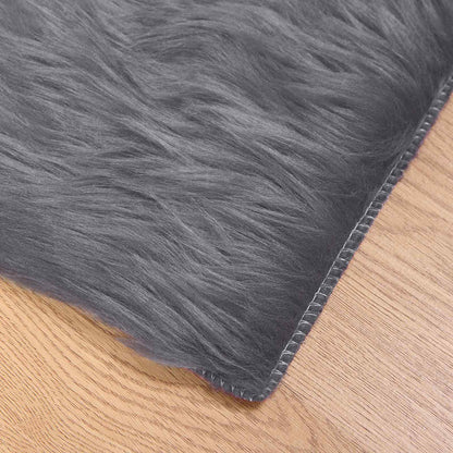 vidaXL Faux Sheepskin Rug TAFALLA Anthracite 200 x 200 cm Polyester
