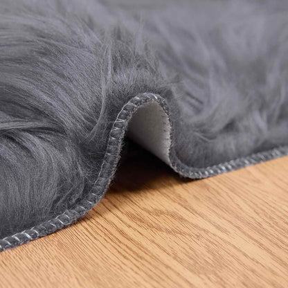 vidaXL Faux Sheepskin Rug TAFALLA Anthracite 200 x 200 cm Polyester