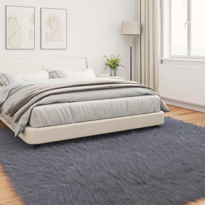 vidaXL Faux Sheepskin Rug TAFALLA Anthracite 200 x 200 cm Polyester