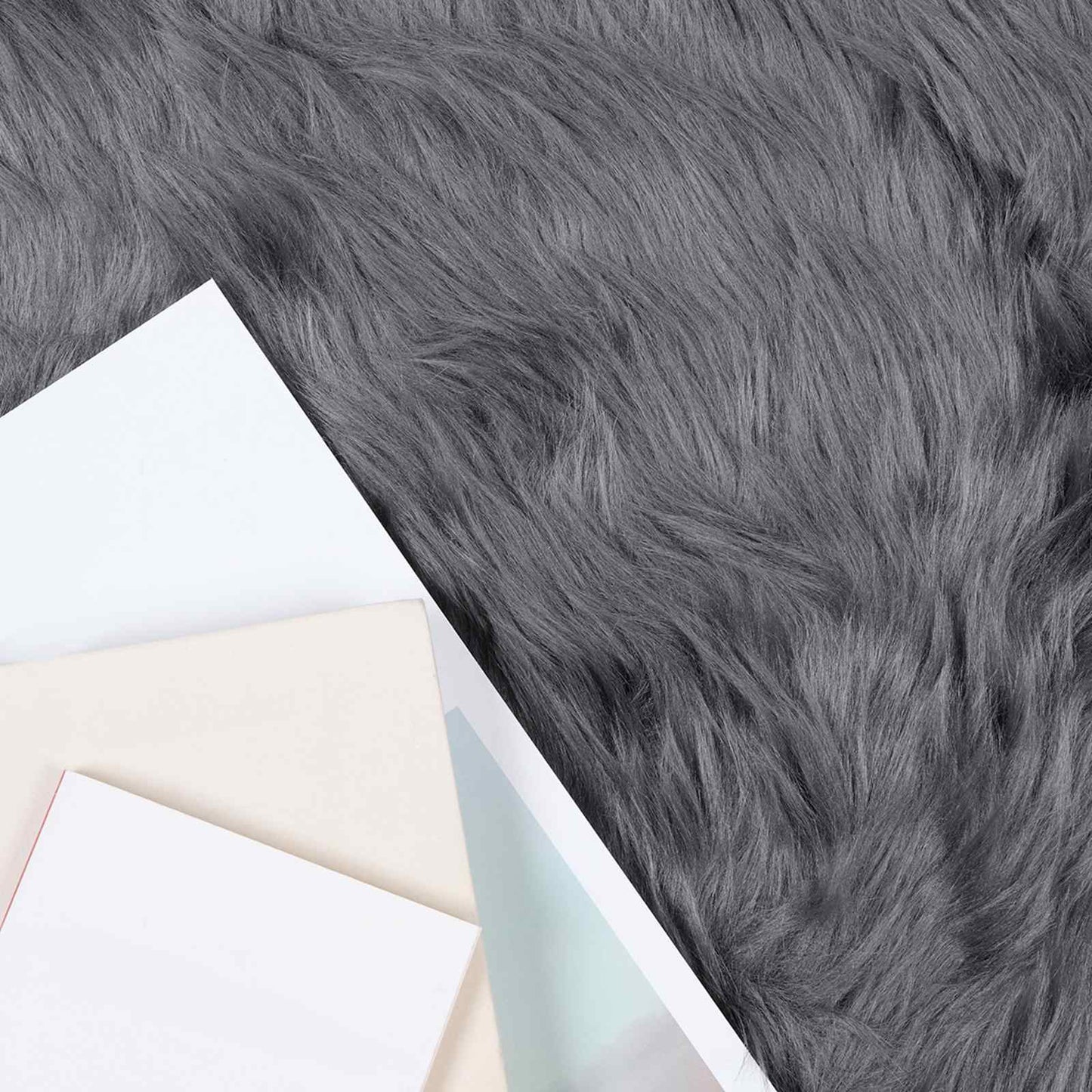 vidaXL Faux Sheepskin Rug TAFALLA Anthracite 200 x 200 cm Polyester