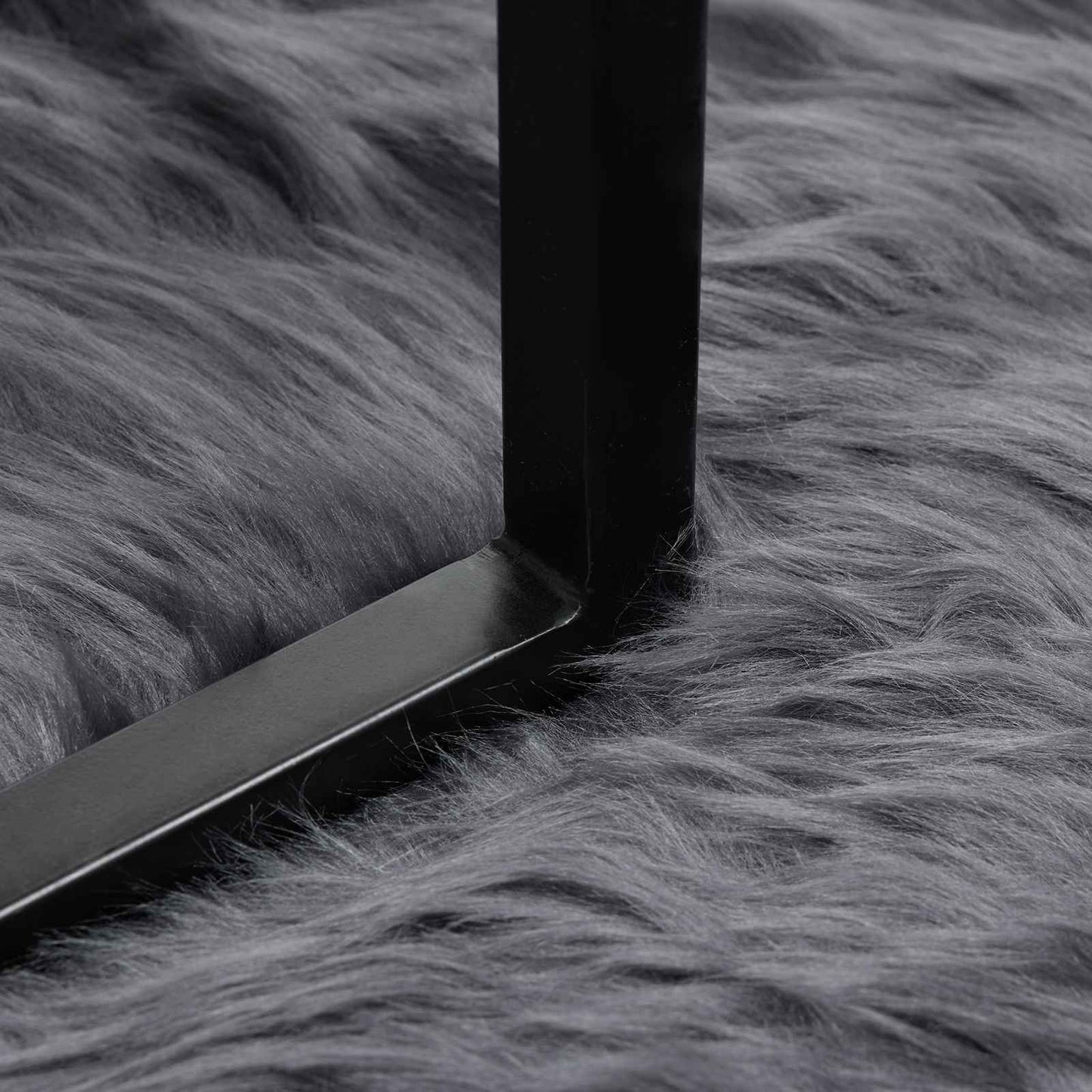 vidaXL Faux Sheepskin Rug TAFALLA Anthracite Ø 120 cm Polyester