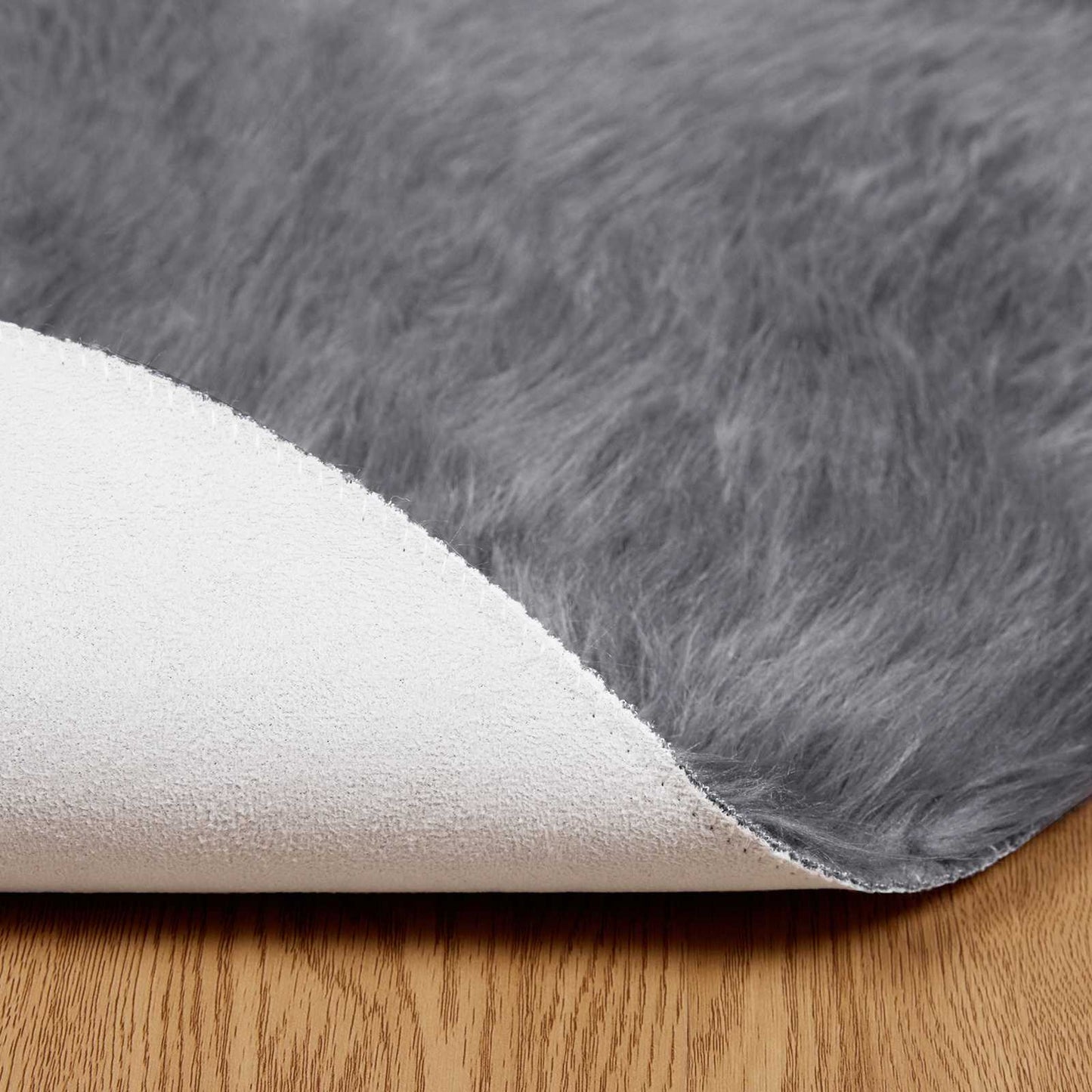vidaXL Faux Sheepskin Rug TAFALLA Anthracite Ø 120 cm Polyester