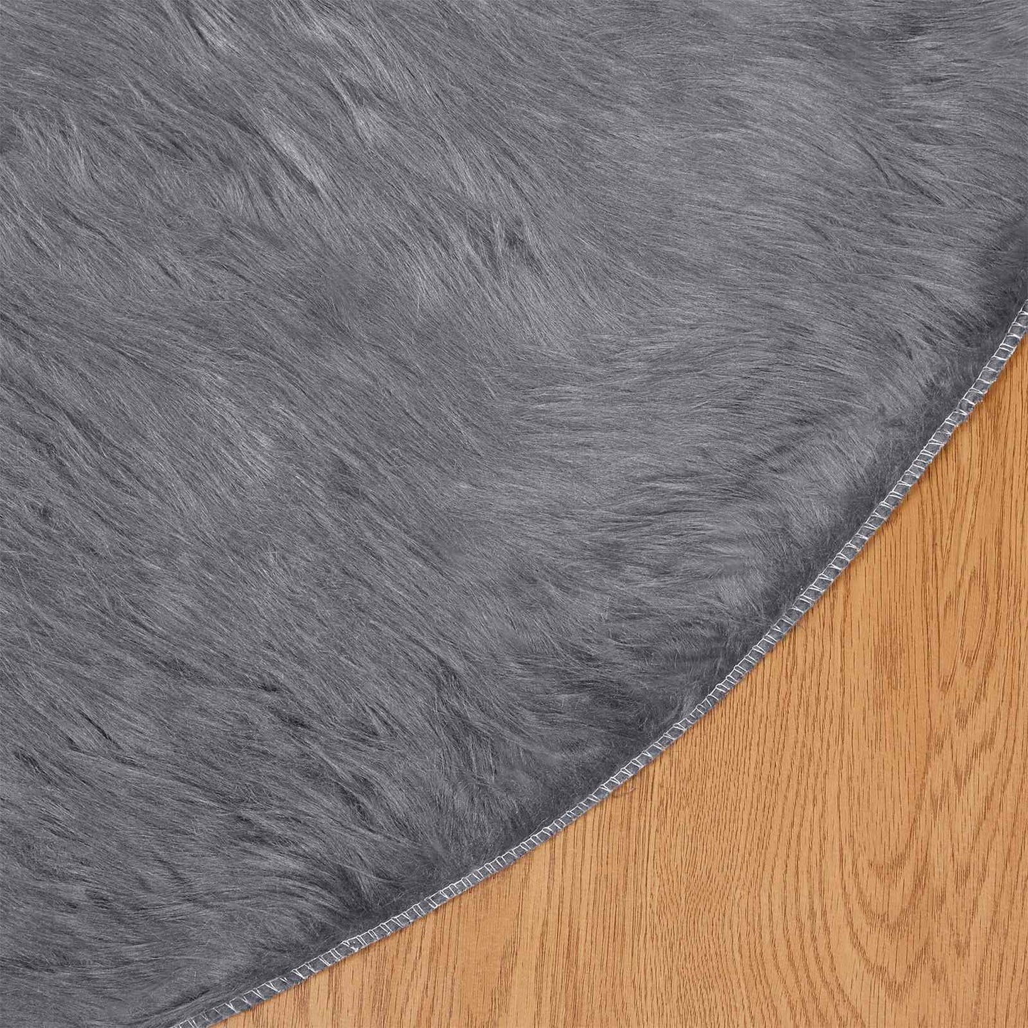 vidaXL Faux Sheepskin Rug TAFALLA Anthracite Ø 120 cm Polyester