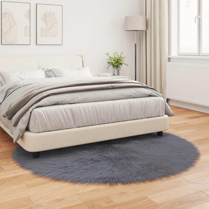 vidaXL Faux Sheepskin Rug TAFALLA Anthracite Ø 160 cm Polyester