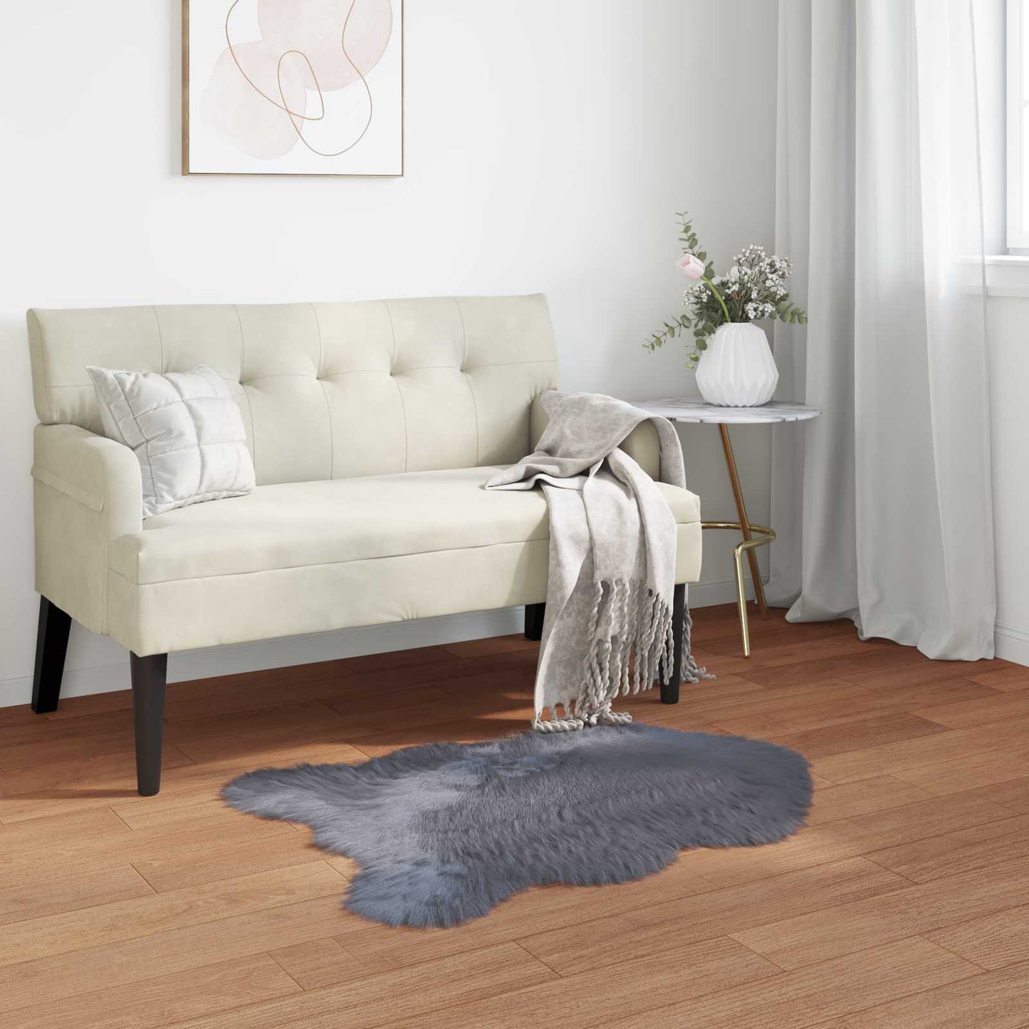 vidaXL Faux Sheepskin Rug TAFALLA Anthracite 50 x 80 cm Polyester
