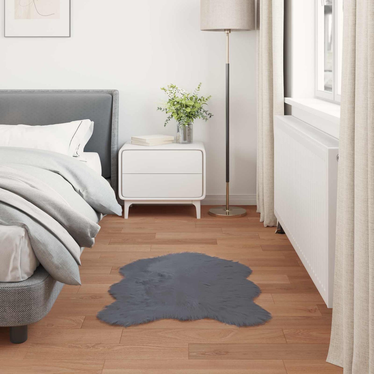vidaXL Faux Sheepskin Rug TAFALLA Anthracite 50 x 80 cm Polyester