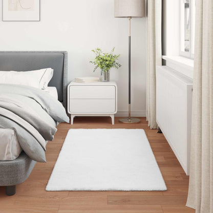 vidaXL Anti-Slip Faux Rabbit Fur Rug OLITE White 60 x 110 cm Polyester