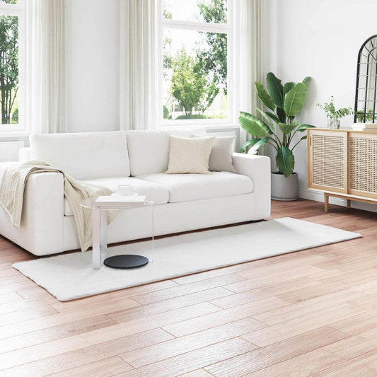 vidaXL Anti-Slip Faux Rabbit Fur Rug OLITE White 80 x 250 cm Polyester