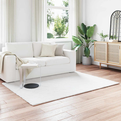 vidaXL Anti-Slip Faux Rabbit Fur Rug OLITE White 140 x 200 cm