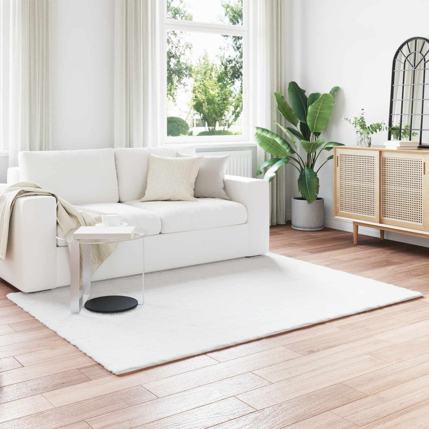vidaXL Anti-Slip Faux Rabbit Fur Rug OLITE White 160 x 230 cm