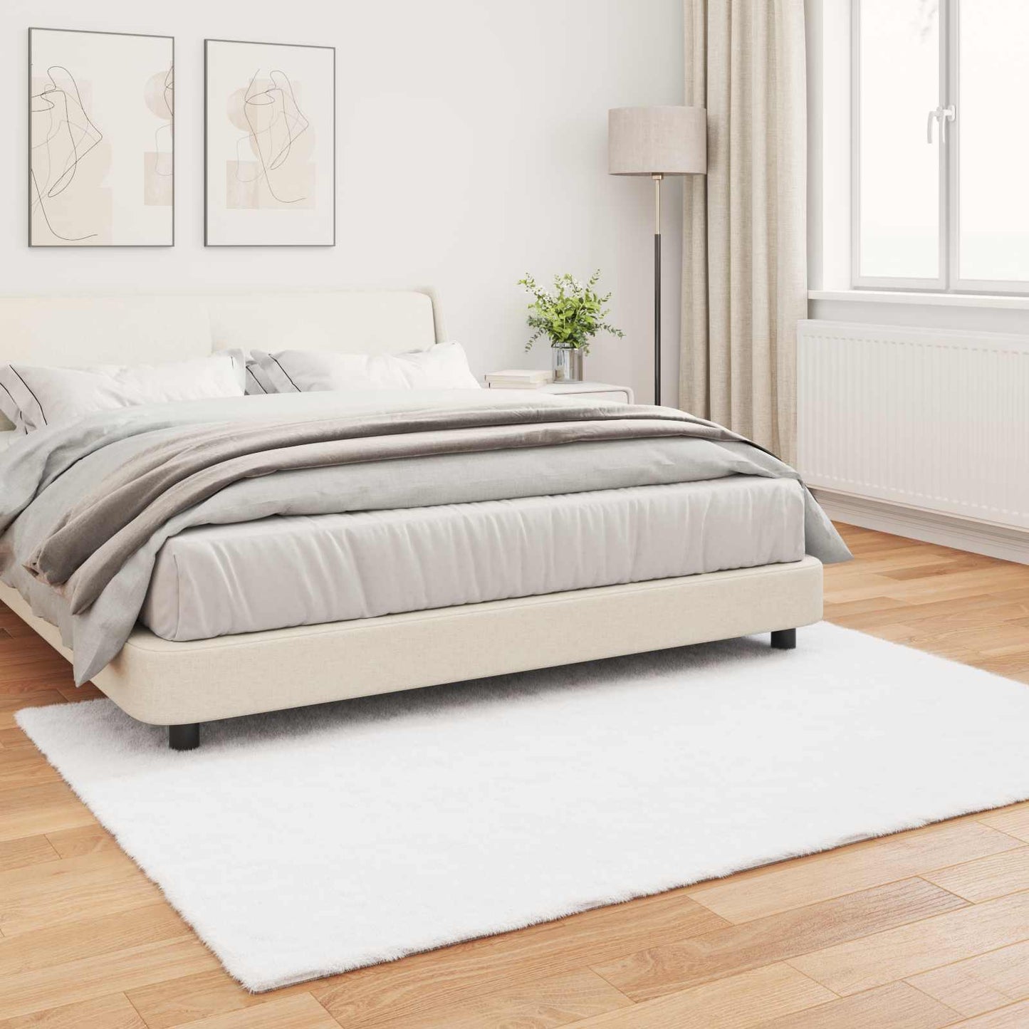 vidaXL Anti-Slip Faux Rabbit Fur Rug OLITE White 160 x 230 cm