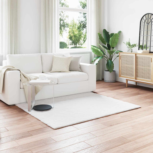 vidaXL Anti-Slip Faux Rabbit Fur Rug OLITE White 120 x 120 cm